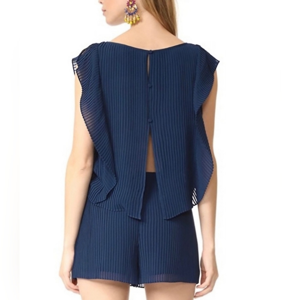 Club Monaco Navy Pleated Romper, Size 2 - Picture 2 of 6